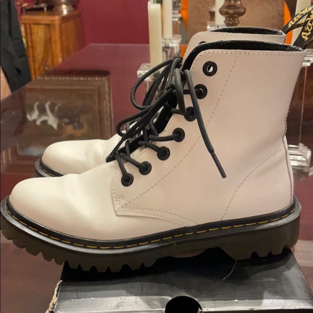 White Matte Leather Doc Martens Luana boots